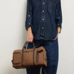 Anya Hindmarch Jacquard In-Flight Barrel -Fashion Bag Shop 23 11 28 Model Shoot1349copy