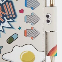 Anya Hindmarch All Over Stickers A5 Journal -Fashion Bag Shop 5050925171526 FRONT DETAIL