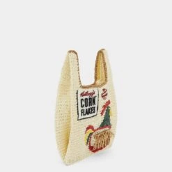 Anya Hindmarch Anya Brands Corn Flakes Raffia Mini Tote -Fashion Bag Shop 5050925190251 ANGLE