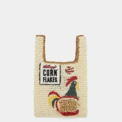 Anya Hindmarch Anya Brands Corn Flakes Raffia Mini Tote