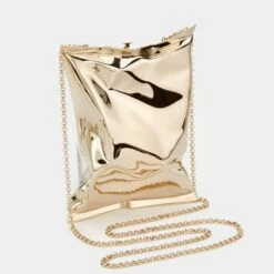 Anya Hindmarch Crisp Packet Clutch -Fashion Bag Shop Crisp Packet II Metallic in Pale Gold Brass 5