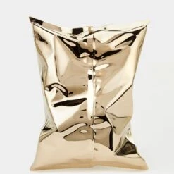 Anya Hindmarch Crisp Packet Clutch -Fashion Bag Shop Crisp Packet II Metallic in Pale Gold Brass 9