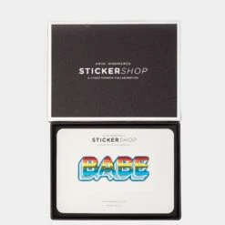 Anya Hindmarch Babe Sticker -Fashion Bag Shop Stickers Babe in Bright Petrol Metallic Capra 4