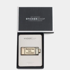 Anya Hindmarch Batteries Not Included Sticker -Fashion Bag Shop Stickers Batteries Not Included in Pale Gold Metallic Capra 4