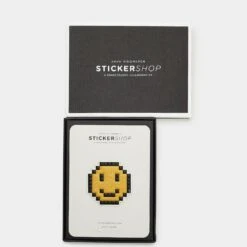 Anya Hindmarch Pixel Smiley Sticker -Fashion Bag Shop Stickers Pixelated Smiley in Mustard Capra 4